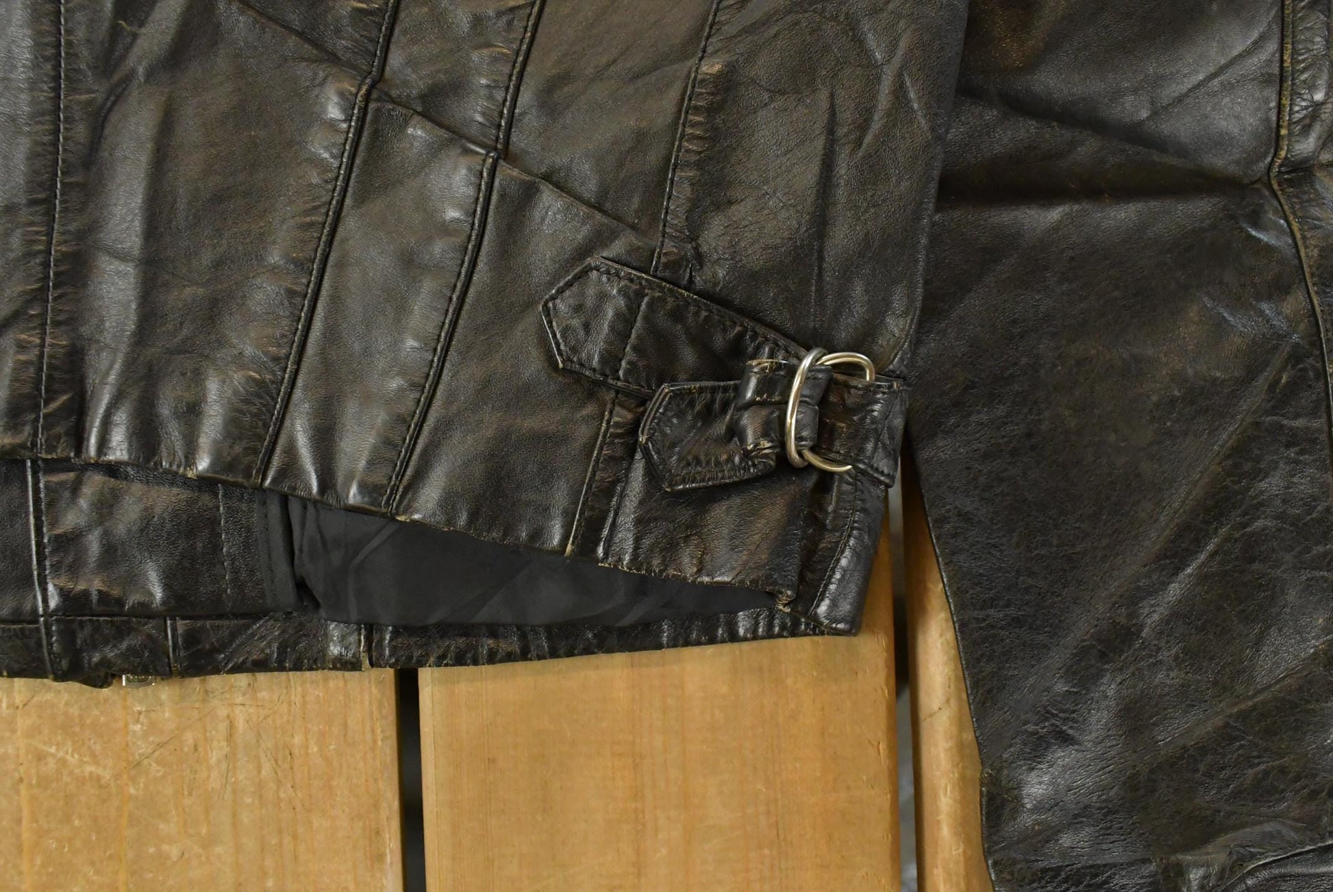 Vintage 1990s Leather Biker Jacket Women's Medium / Moto Jacket / 90s Motorcycles Coat from propervintagecanada
