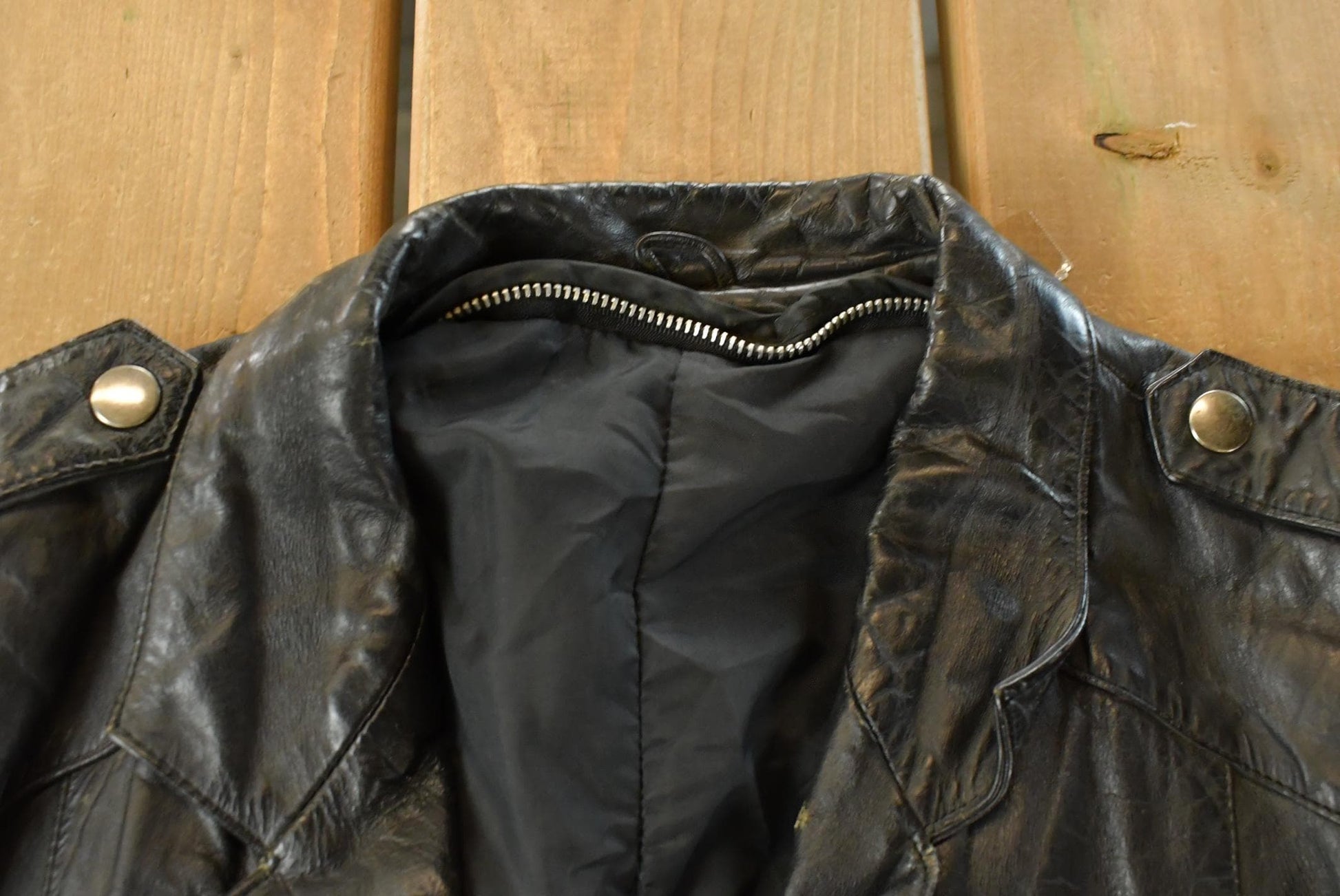 Vintage 1990s Leather Biker Jacket Women's Medium / Moto Jacket / 90s Motorcycles Coat from propervintagecanada