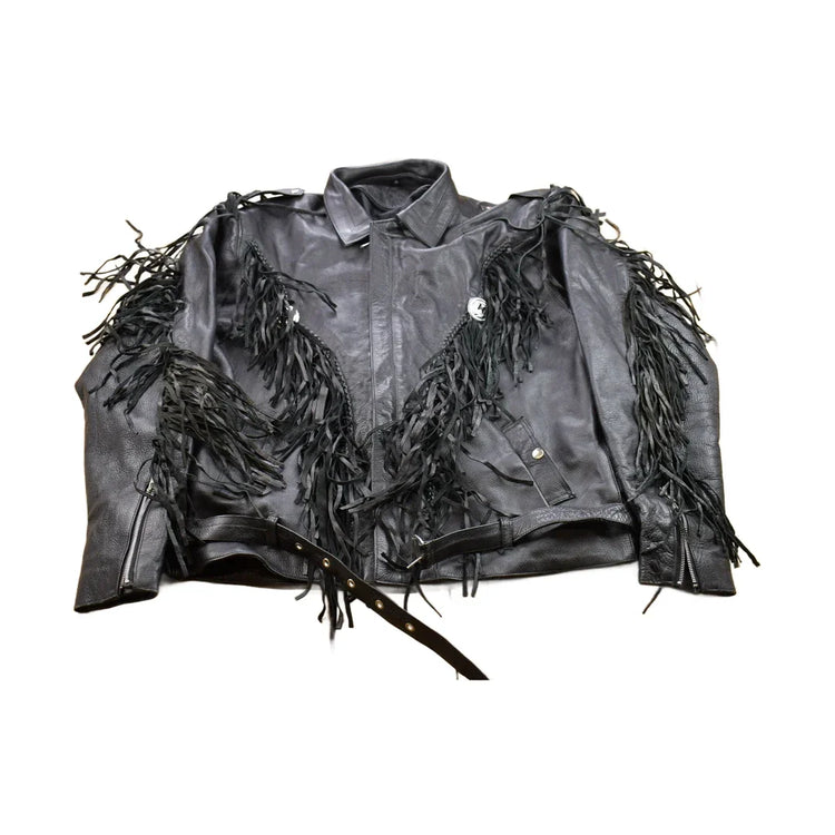 Vintage 1990s Leather Fringe Jacket Men's Large from propervintagecanada