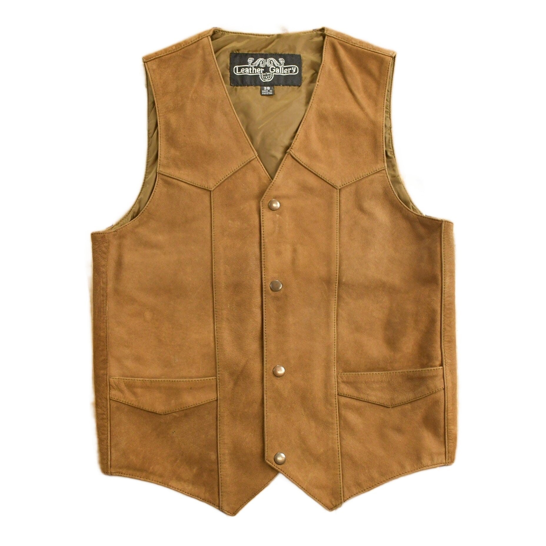 Vintage 1990s Leather Gallery Leather Western Vest Men's S from propervintagecanada