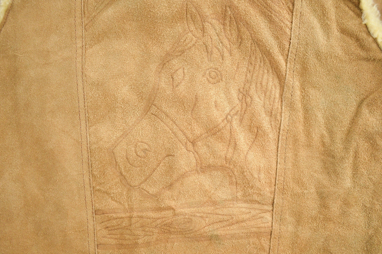 Vintage 1990s Leather Horse Western Sherpa Vest Men's Medium from propervintagecanada