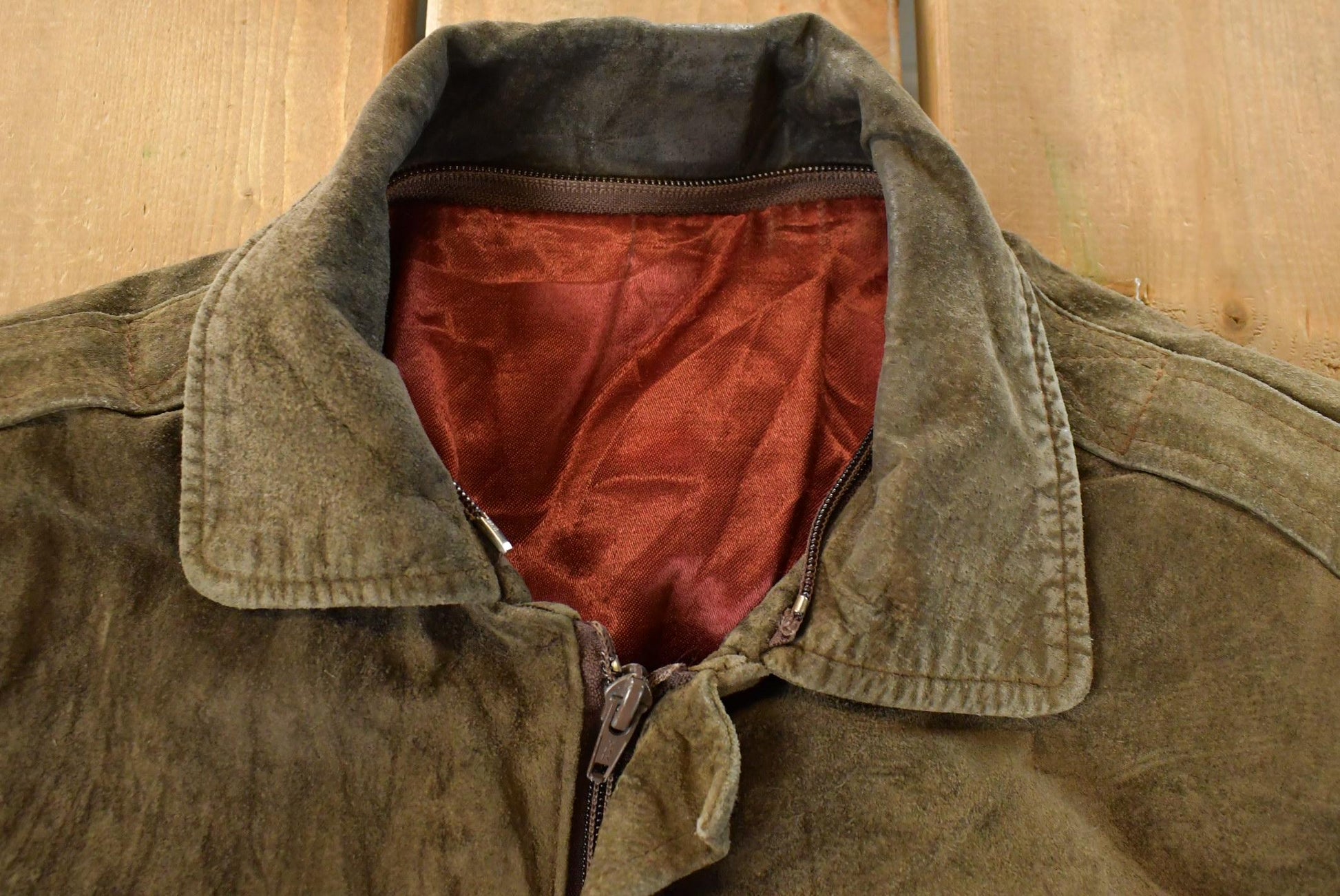Vintage 1990s Leather Suede Bomber Jacket Men's Small / Brown Leather Jacket / Full Zip Coat / Bomber Jacket from propervintagecanada