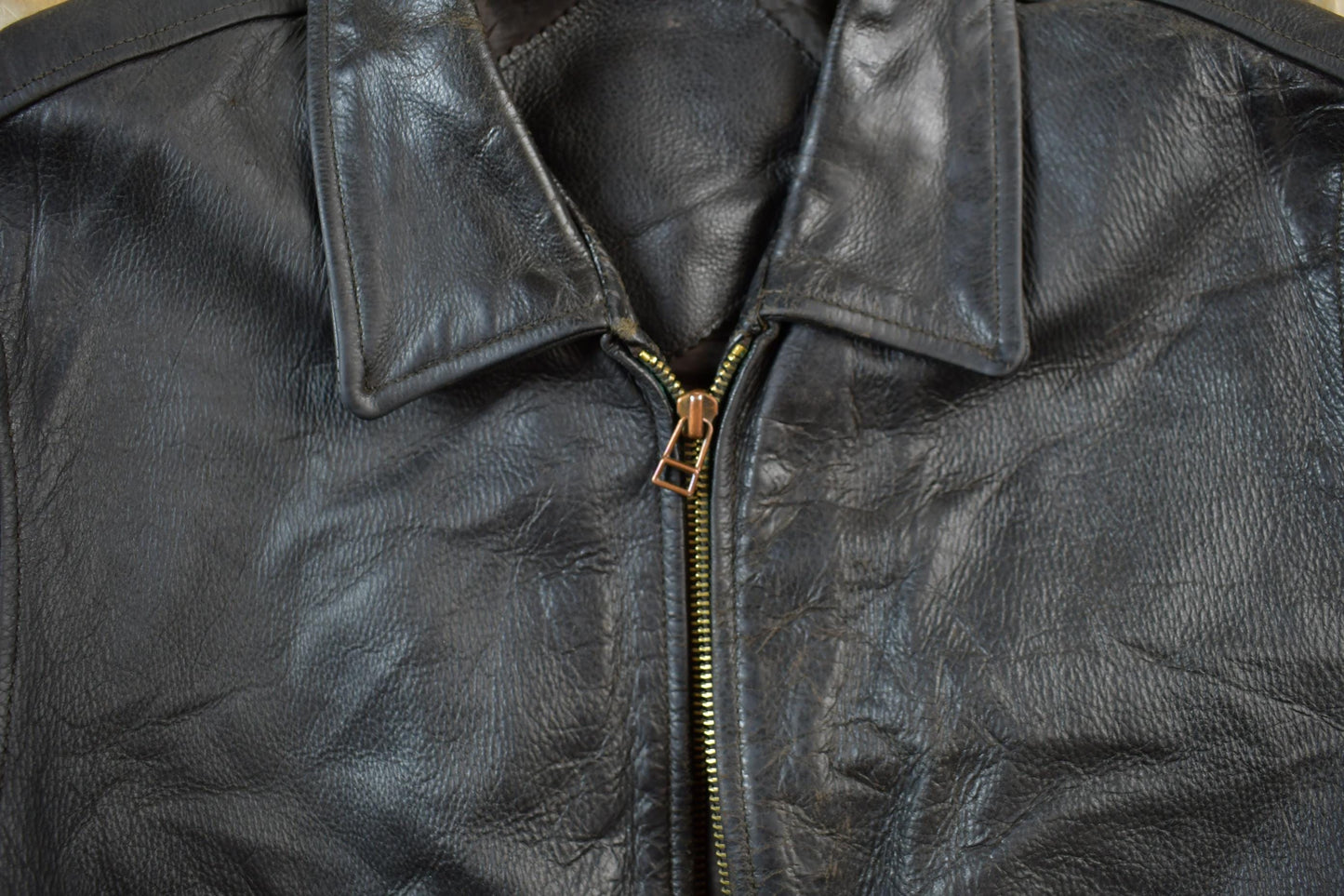 Vintage 1990s Leather Zip Up Lamb Skin Jacket Women's M from propervintagecanada