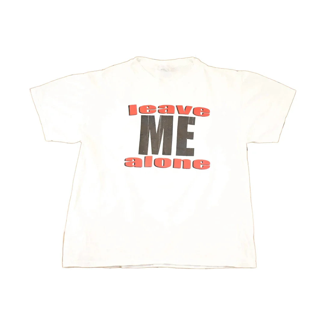 Vintage 1990s Leave Me Alone Big Text Souvenir Attitude T-Shirt Men's L from propervintagecanada