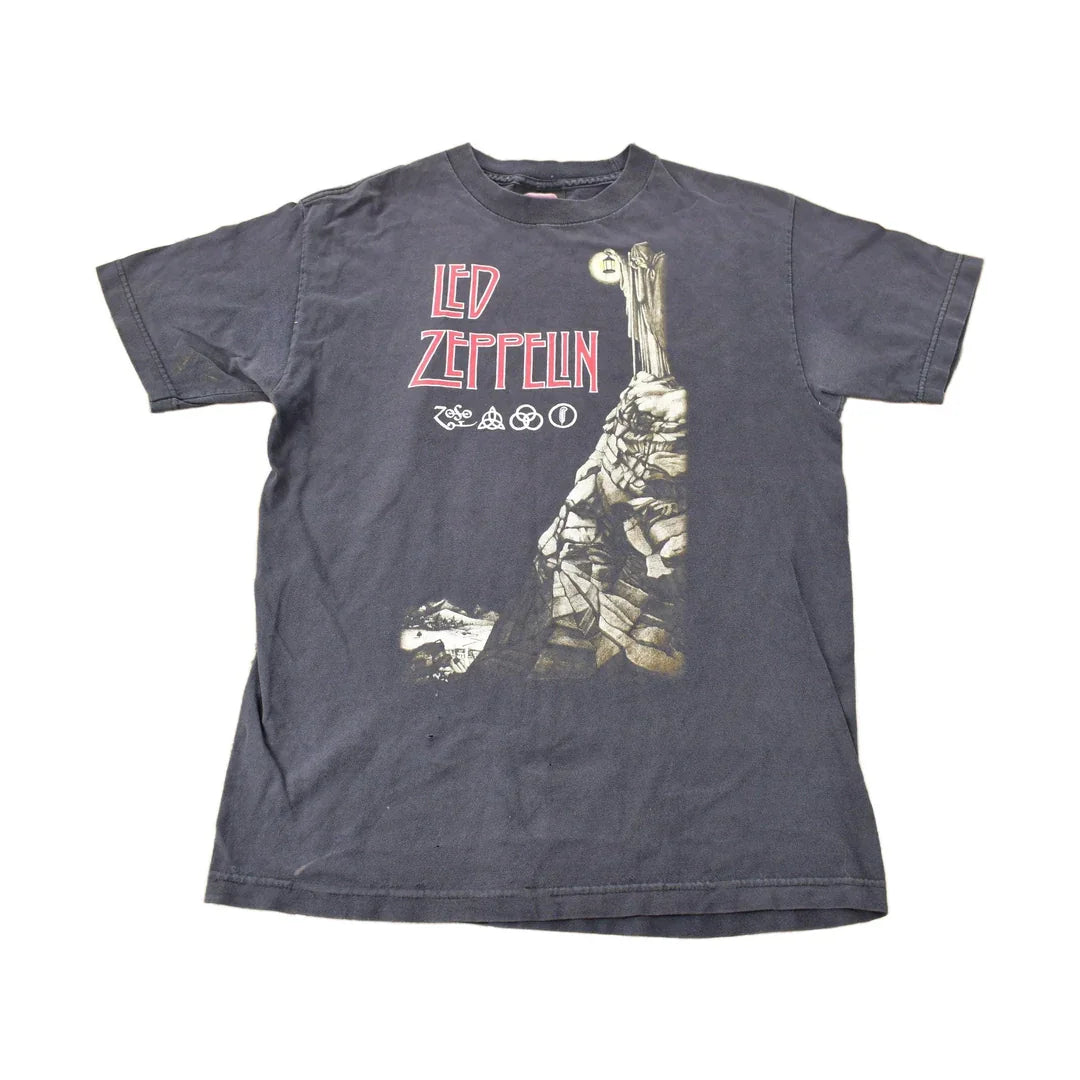 Vintage 1990s Led Zeppelin Zoso Graphic Artimonde Band Tee Made in USA Size M from propervintagecanada