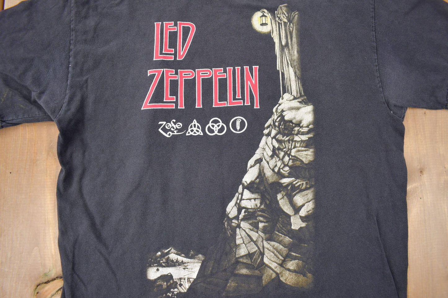 Vintage 1990s Led Zeppelin Zoso Graphic Artimonde Band Tee Made in USA Size M from propervintagecanada