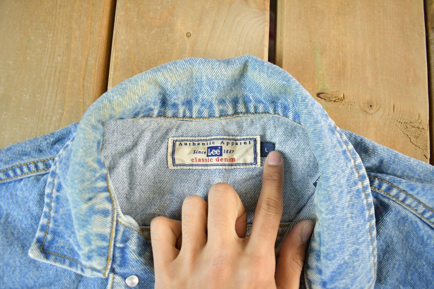 Vintage 1990s Lee Denim Jean Trucker Jacket Men's Large from propervintagecanada