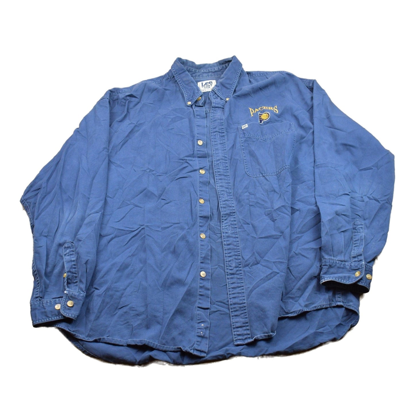 Vintage 1990s Lee Sport Denim Button Up Shirt Men's 2XL from propervintagecanada