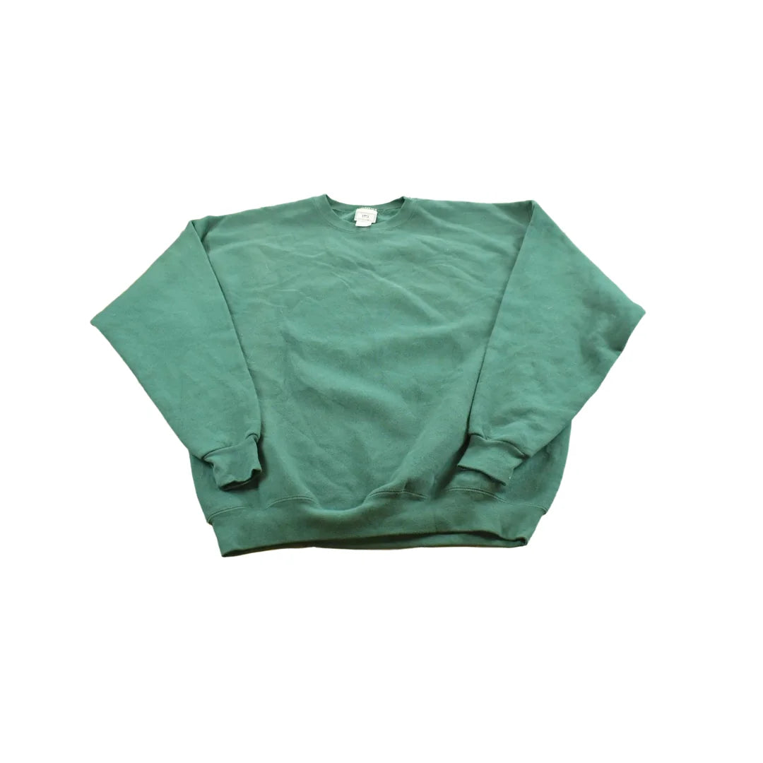 Vintage 1990s Lee Ultraweight Blank Green Crewneck Sweatshirt Men's L from propervintagecanada