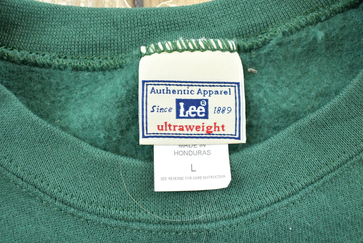 Vintage 1990s Lee Ultraweight Blank Green Crewneck Sweatshirt Men's L from propervintagecanada