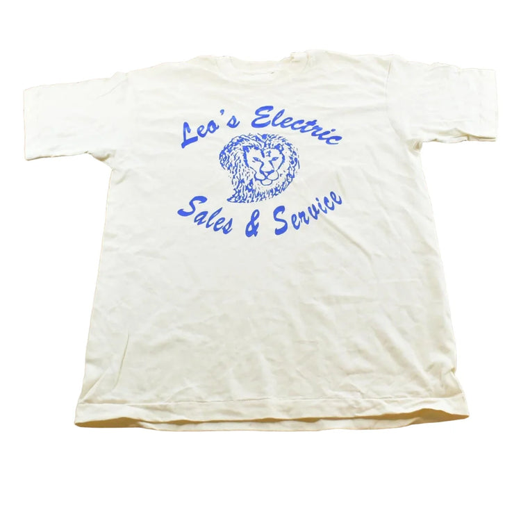 Vintage 1990s Leos Electric Sale Service Promotional Souvenir Lion T-Shirt Men's L from propervintagecanada