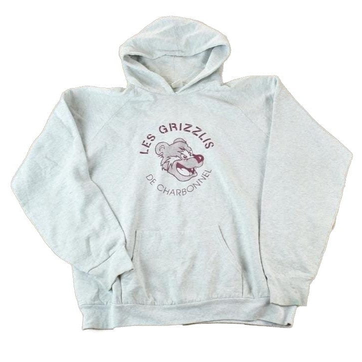 Vintage 1990s Les Grizzlis De Charbonnel Souvenir Hoodie Sweatshirt Made In USA Men's Large from propervintagecanada