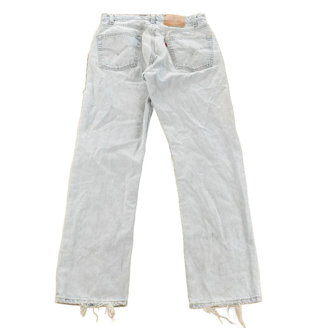 Vintage 1990s Levi's 505 Regular Straight Fit Distressed Denim Jeans Men's 32 x 31 / 90s Levi's / Distressed Sun Faded Jeans / Made in USA from propervintagecanada
