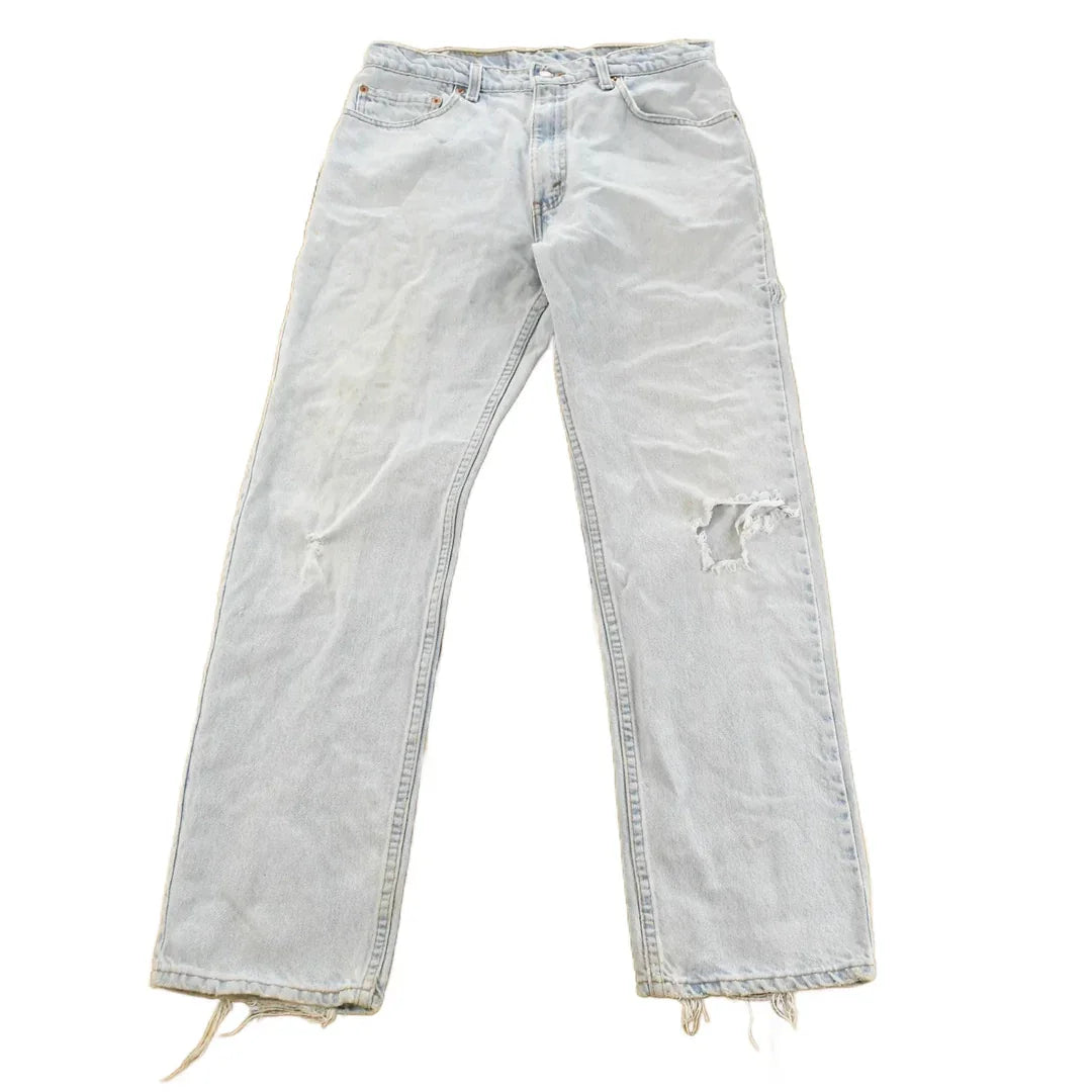 Vintage 1990s Levi's 505 Regular Straight Fit Distressed Denim Jeans Men's 32 x 31 / 90s Levi's / Distressed Sun Faded Jeans / Made in USA from propervintagecanada