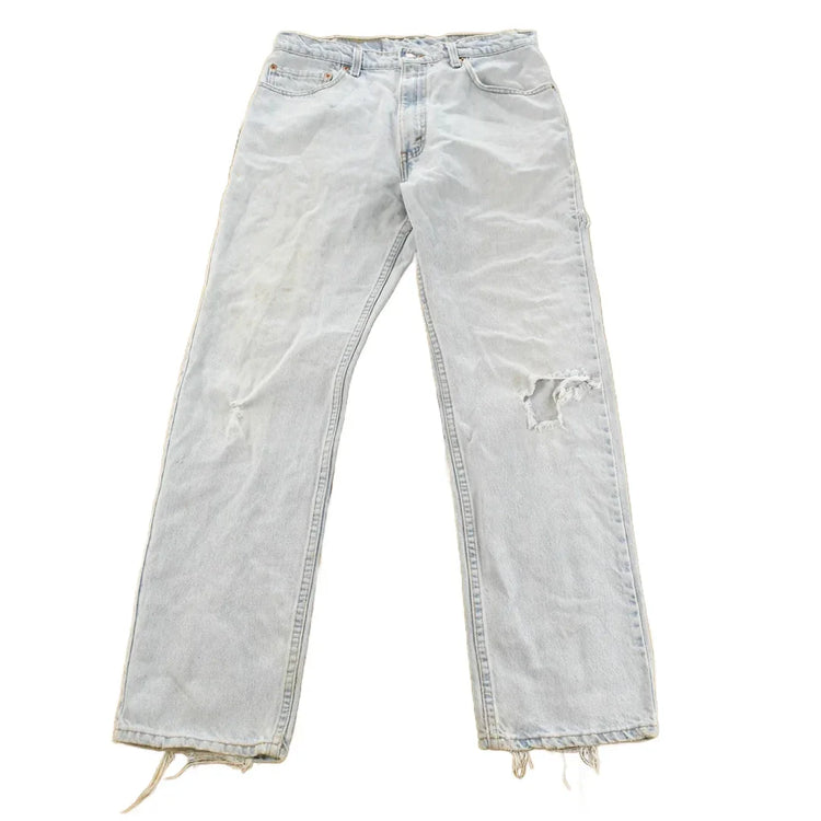 Vintage 1990s Levi's 505 Regular Straight Fit Distressed Denim Jeans Men's 32 x 31 / 90s Levi's / Distressed Sun Faded Jeans / Made in USA from propervintagecanada