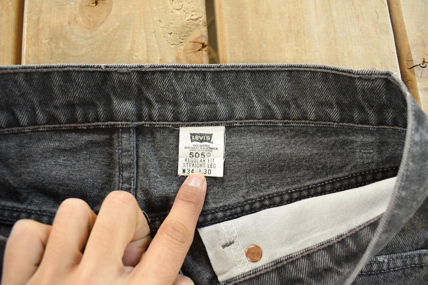 Vintage 1990s Levi's 505 Regular Straight Fit Starched Denim Jeans Men's Men's 32 x 30 from propervintagecanada