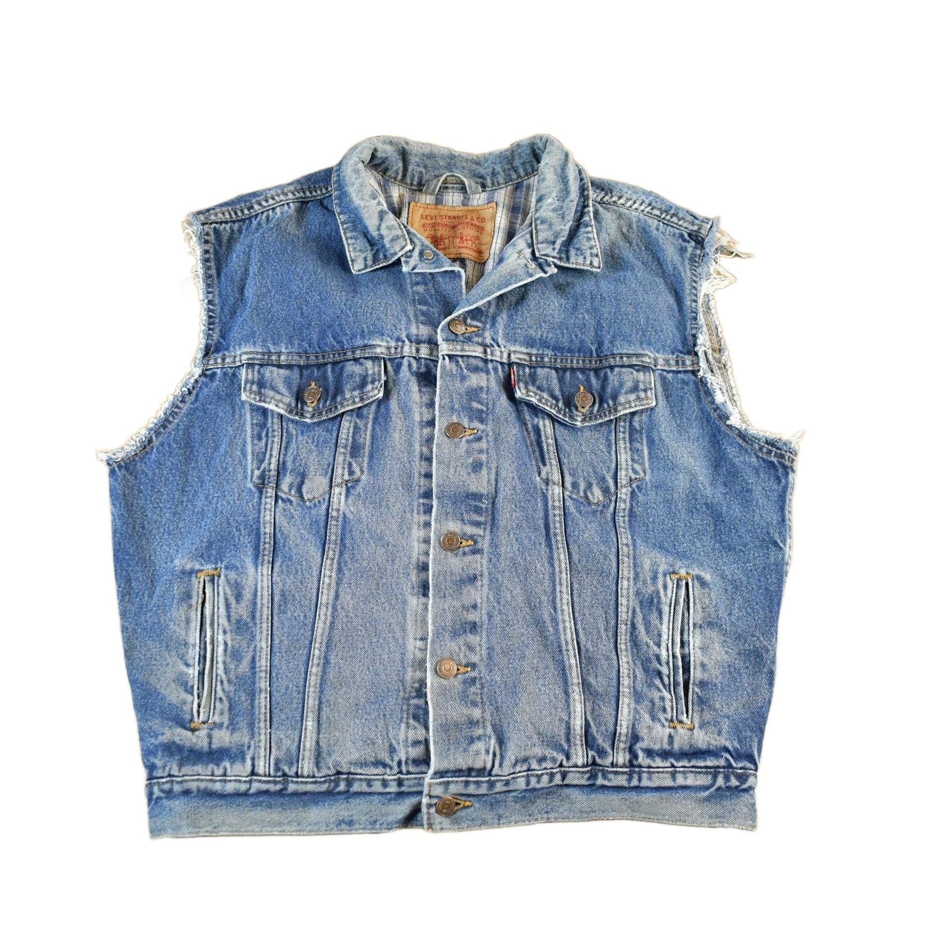Vintage 1990s Levi's Denim Blanket Lined Vest Jacket Mens Medium from propervintagecanada