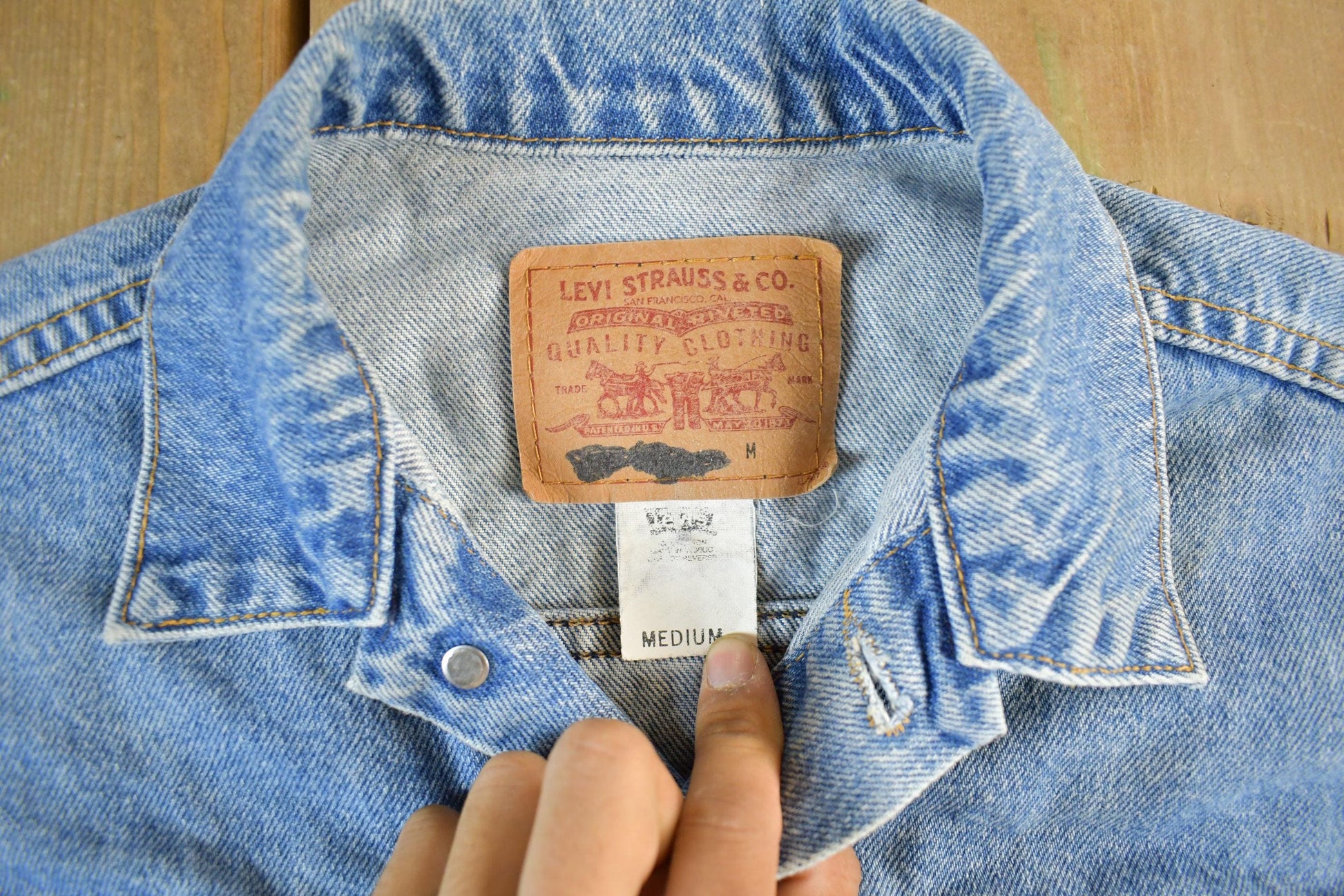 Vintage 1990s Levi's Denim Jean Trucker Jacket Men's S-M from propervintagecanada