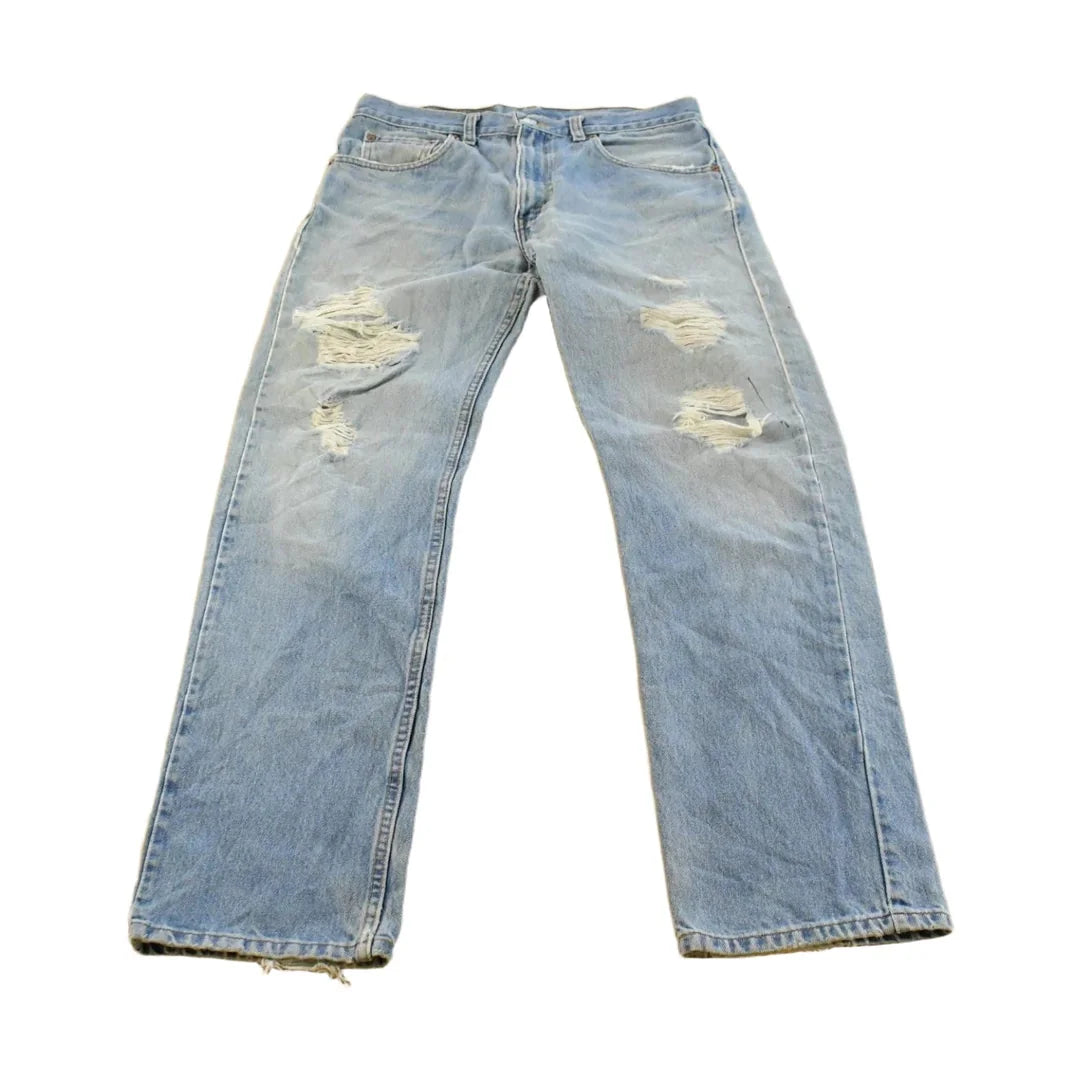 Vintage 1990s Levi's Distressed 505 Regular Straight Denim Jeans Men's 33 x 32 from propervintagecanada