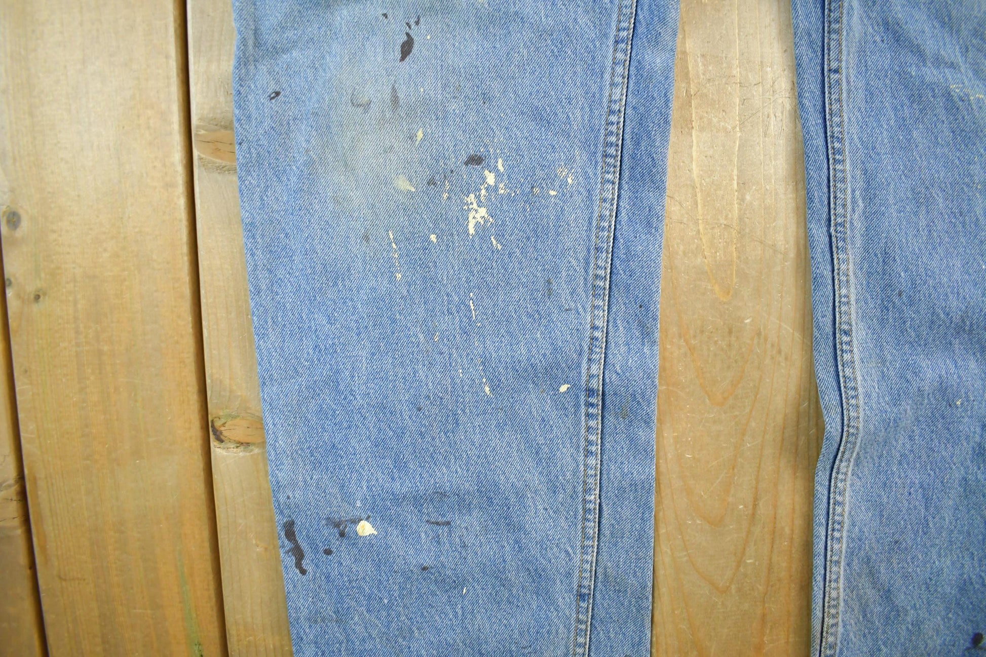 Vintage 1990s Levi's Paint Distressed Orange Tab Denim Jeans Men's 34 x 34