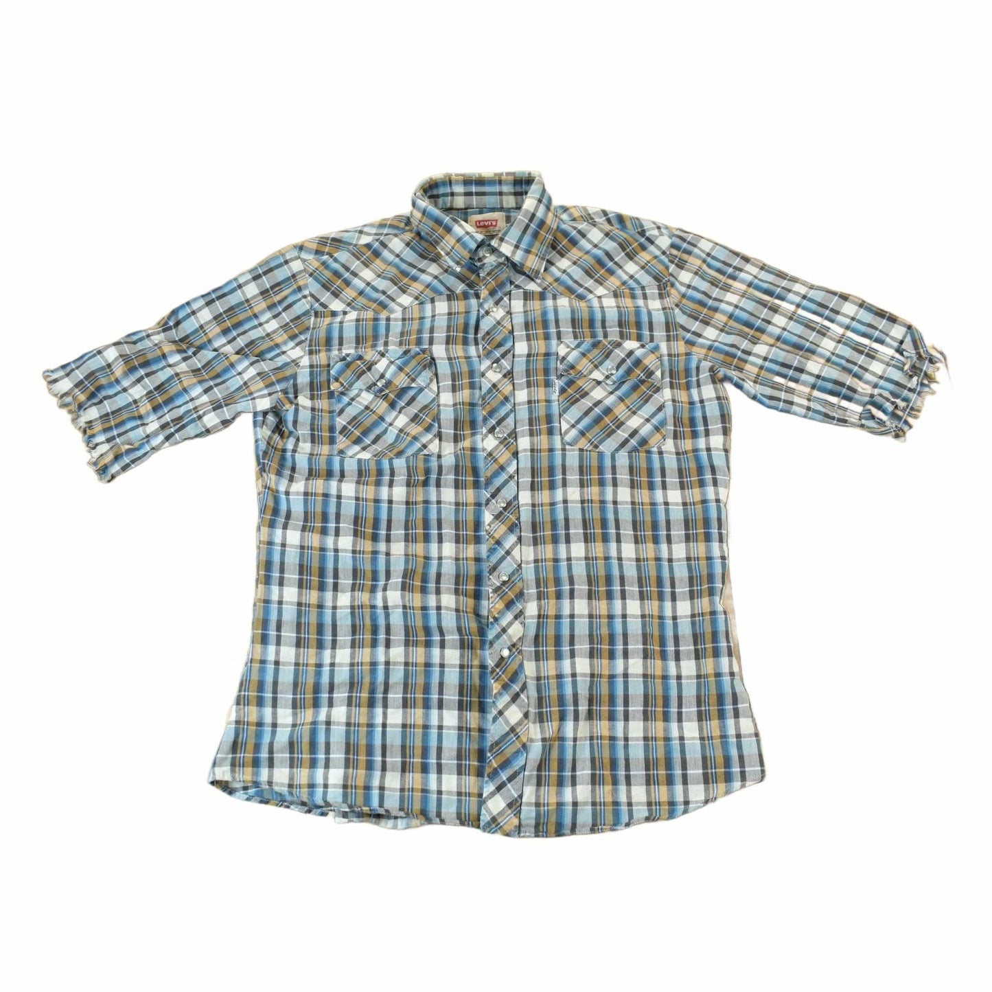 Vintage 1990s Levi's Western Wear Pearl Snap Plaid Button Up Shirt Men's Medium from propervintagecanada