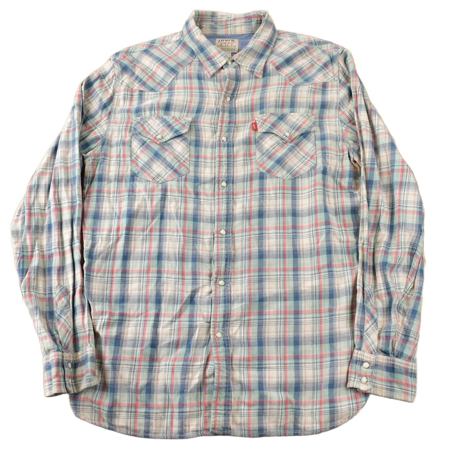 Vintage 1990s Levi's Western Wear Pearl Snap Plaid Long Sleeve Button Up Shirt Men's M from propervintagecanada