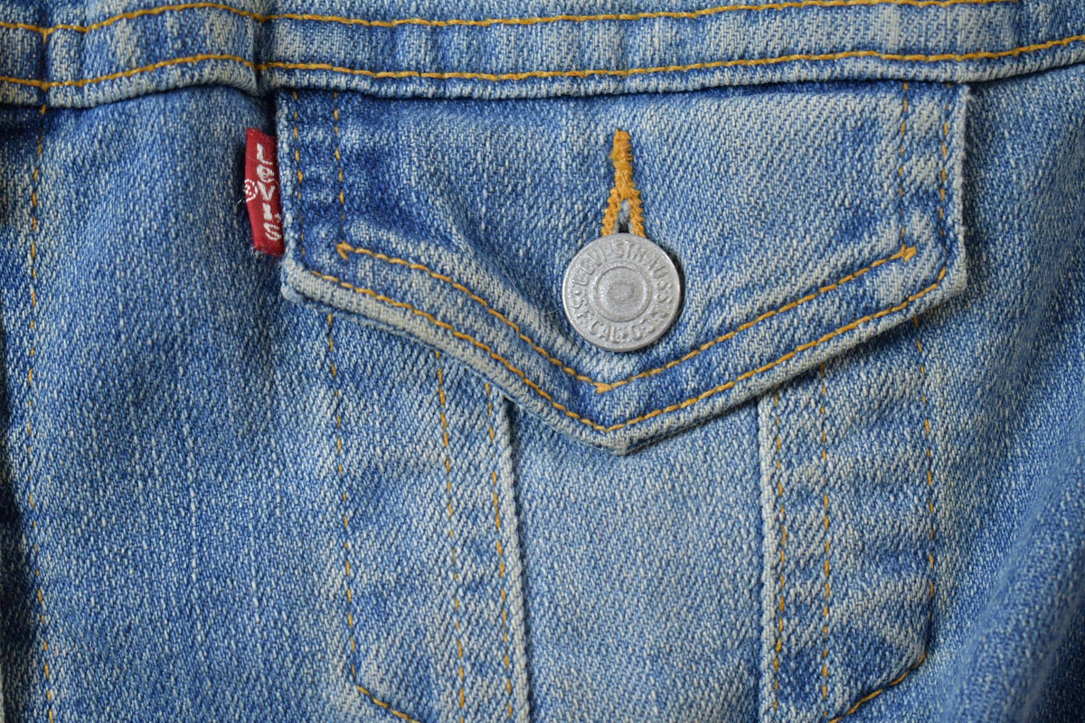 Vintage 1990s Levis Denim Jacket Faux Fur Collar Made In USA from propervintagecanada
