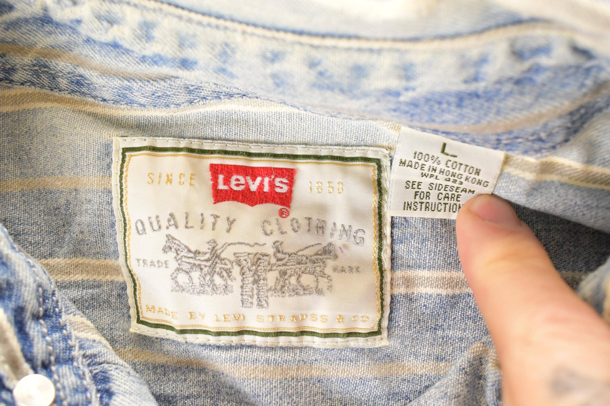Vintage 1990s Levis Denim Western Style Button Up Shirt Men's Large from propervintagecanada