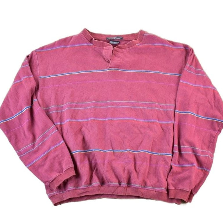 Vintage 1990s Levis Quarter Button Striped Souvenir Crewneck Sweatshirt Made In USAMen's Medium from propervintagecanada