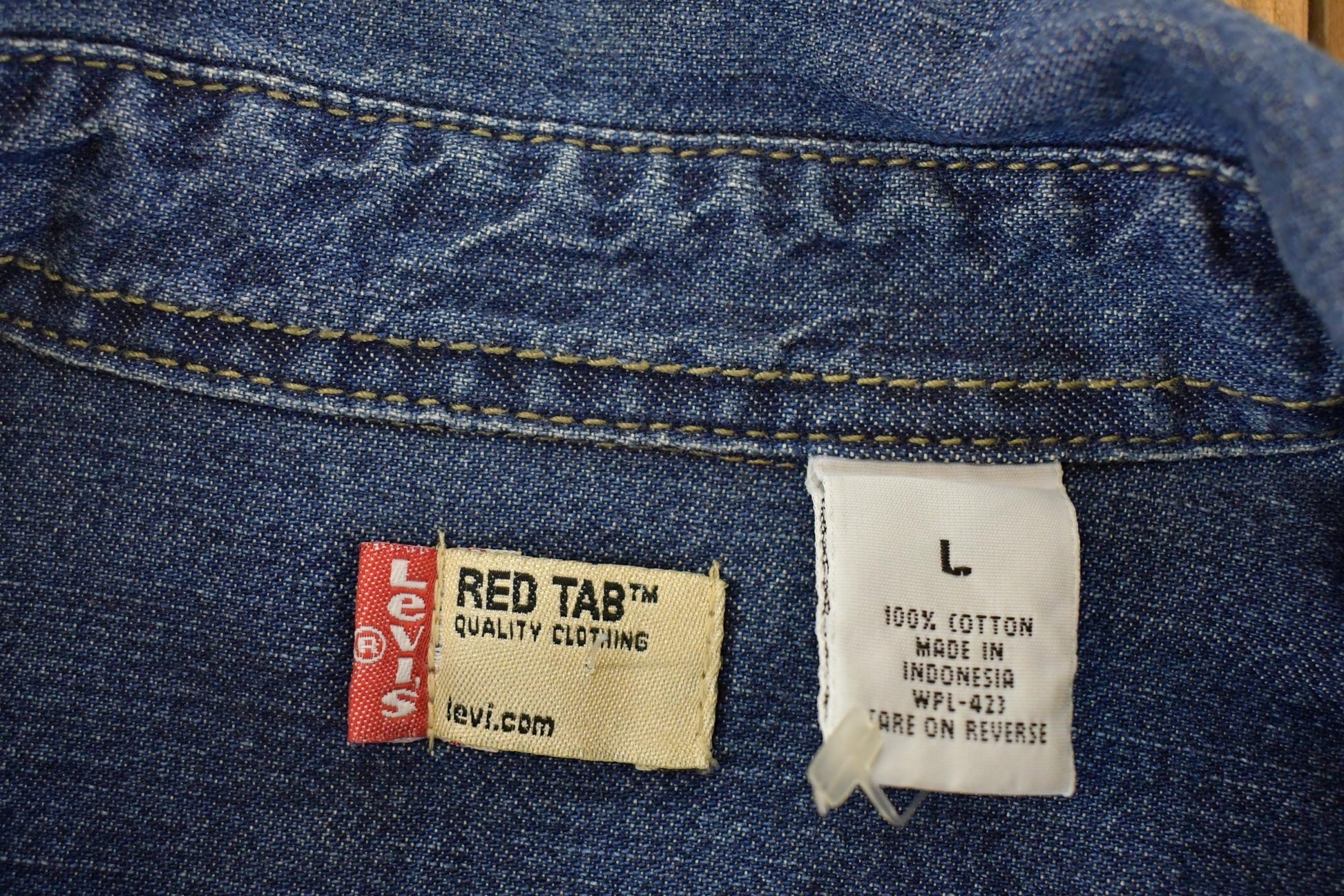 Vintage 1990s Levis Red Tab Denim Button Up Shirt Men's XL from propervintagecanada