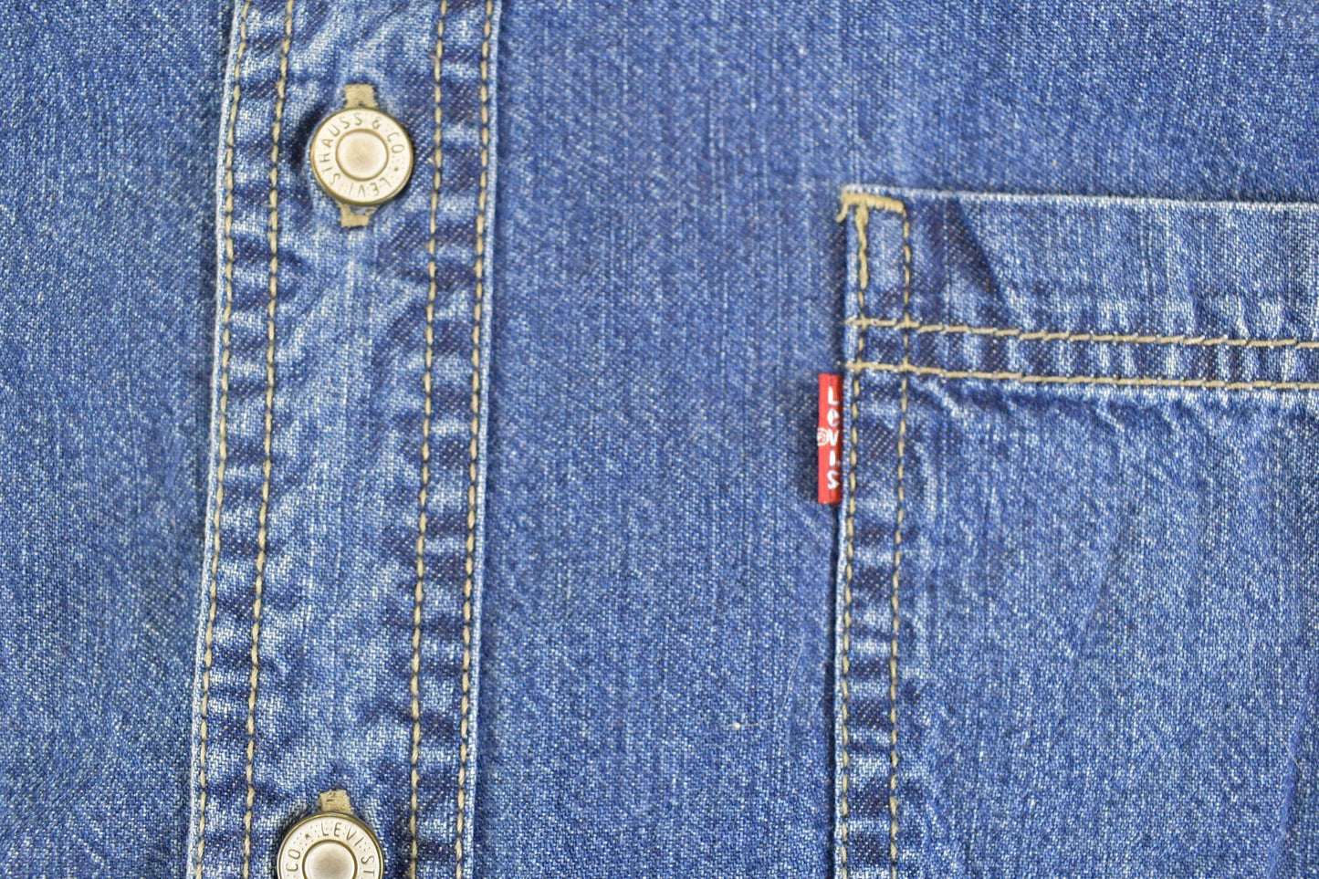 Vintage 1990s Levis Red Tab Denim Button Up Shirt Men's XL from propervintagecanada