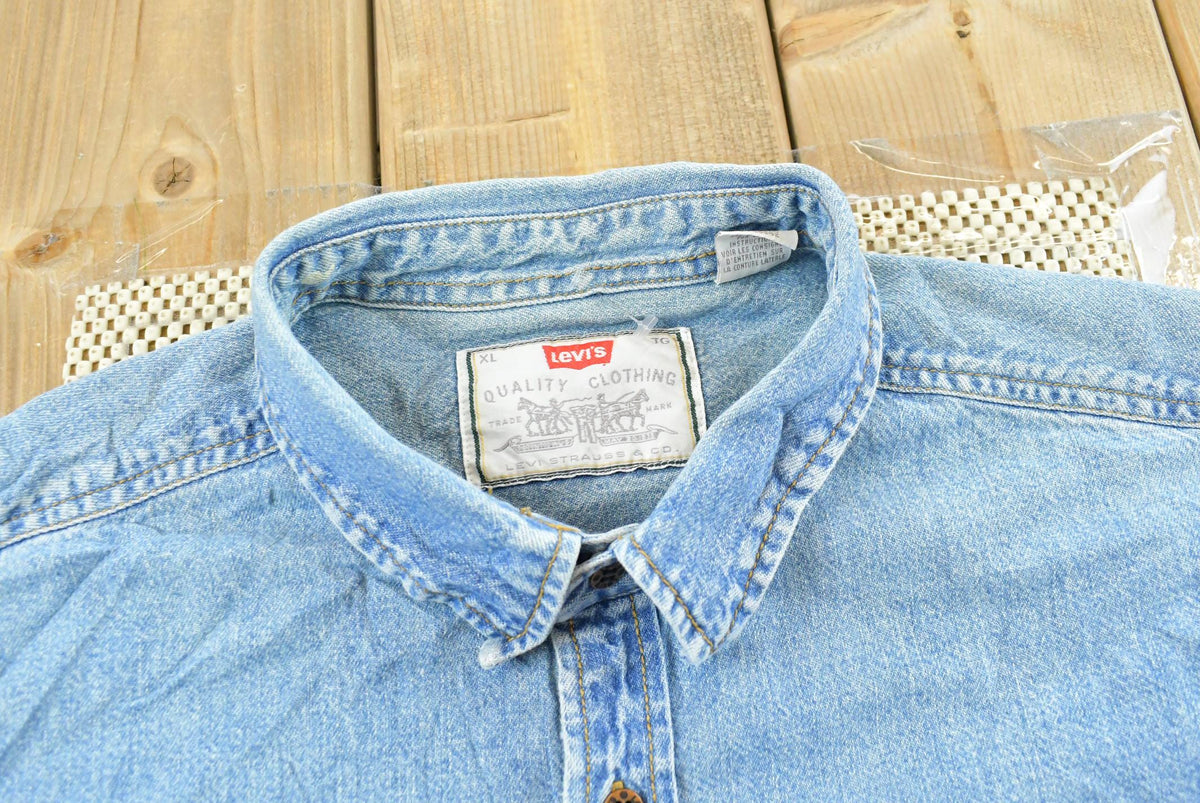 Vintage 1990s Levis Red Tab Denim Button Up Shirt Men's XL from propervintagecanada