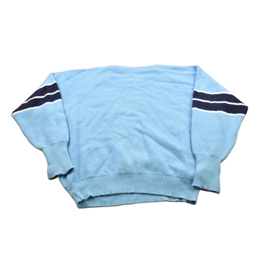 Vintage 1990s Light Blue 100% Wool Knit Sweater Men's XL from propervintagecanada