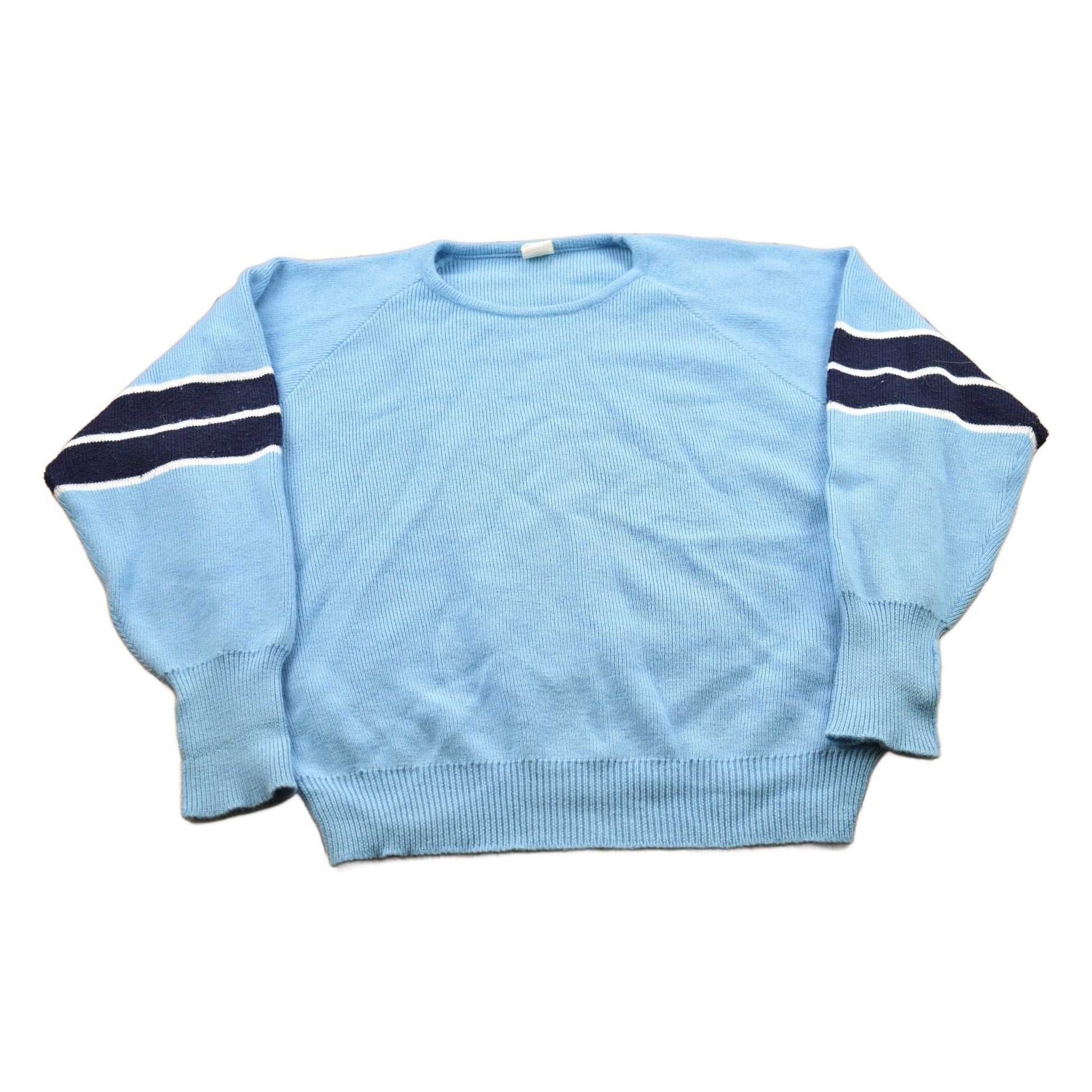 Vintage 1990s Light Blue 100% Wool Knit Sweater Men's XL from propervintagecanada