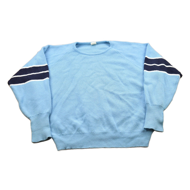Vintage 1990s Light Blue 100% Wool Knit Sweater Men's XL from propervintagecanada