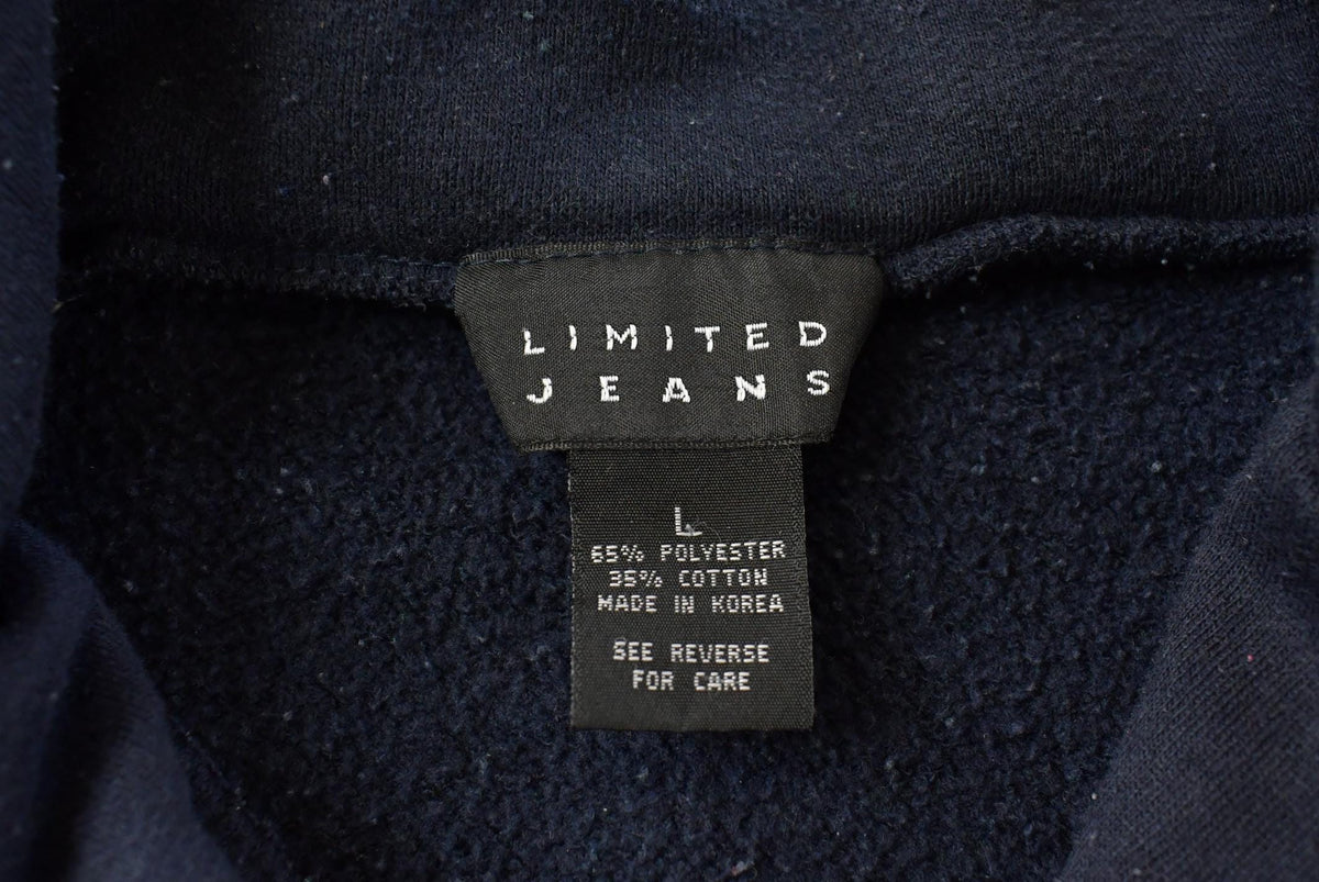 Vintage 1990s Limited Jeans USA Flag Quarter Zip Crewneck Sweatshirt Men's L from propervintagecanada