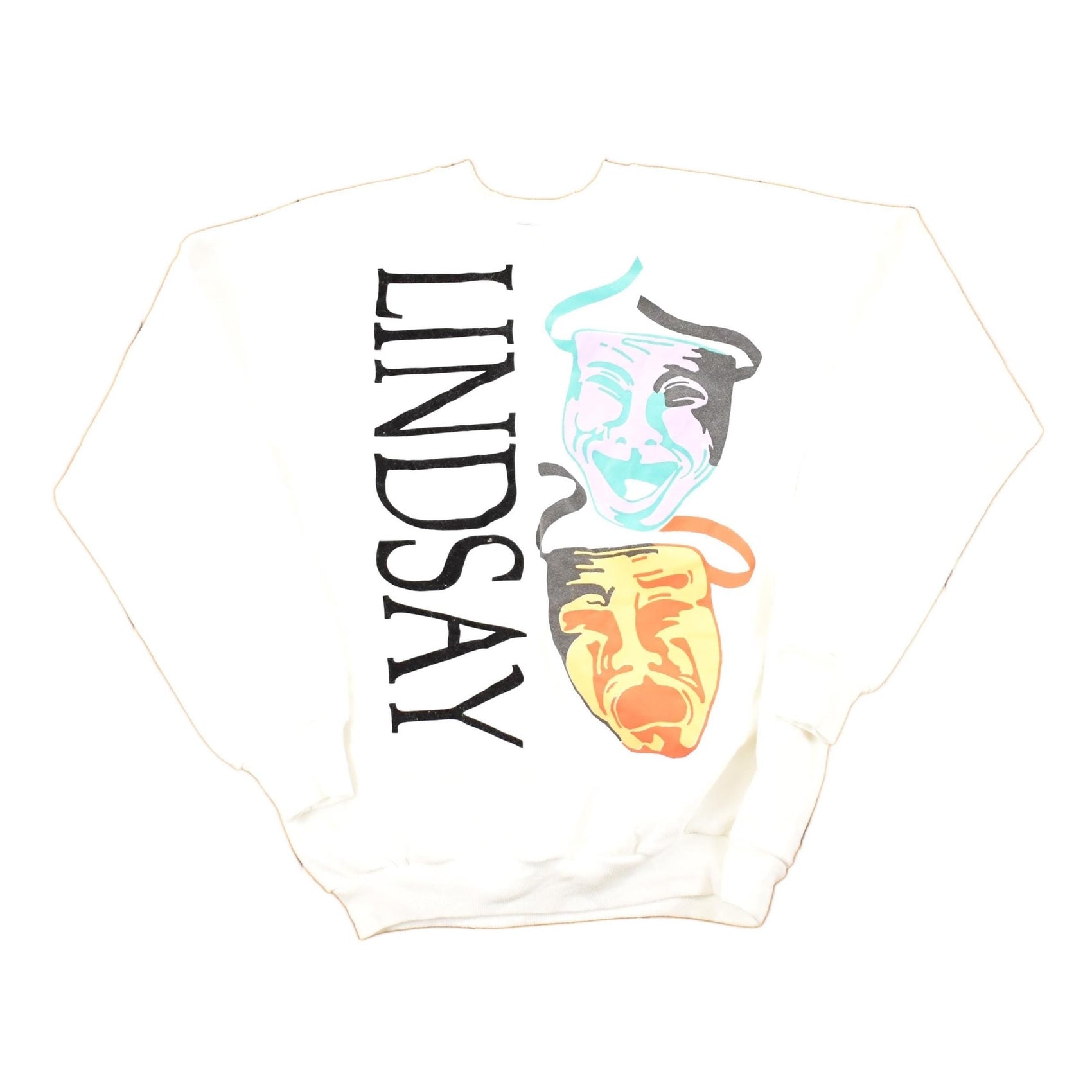 Vintage 1990s Lindsay Laugh Now Cry Later Graphic Print Crewneck Sweatshirt Men's L from propervintagecanada