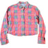 Vintage 1990s Liz Claiborne Cropped Red Plaid Button Up Western Shirt Women&