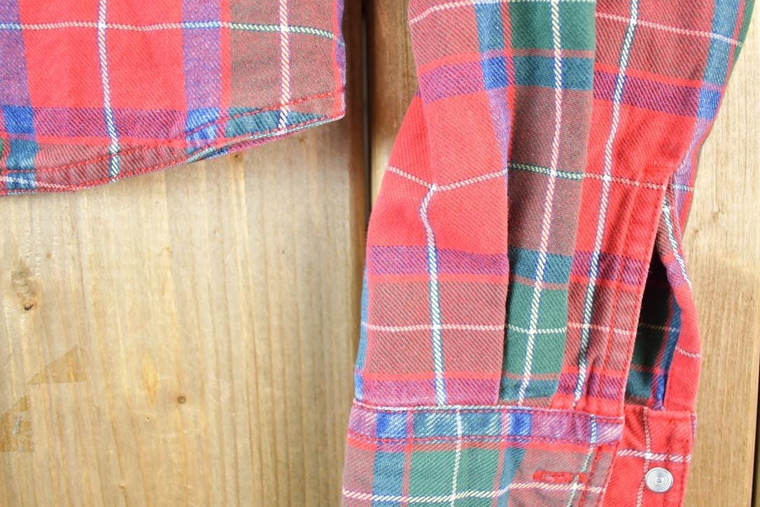 Vintage 1990s Liz Claiborne Cropped Red Plaid Button Up Western Shirt Women's M from propervintagecanada