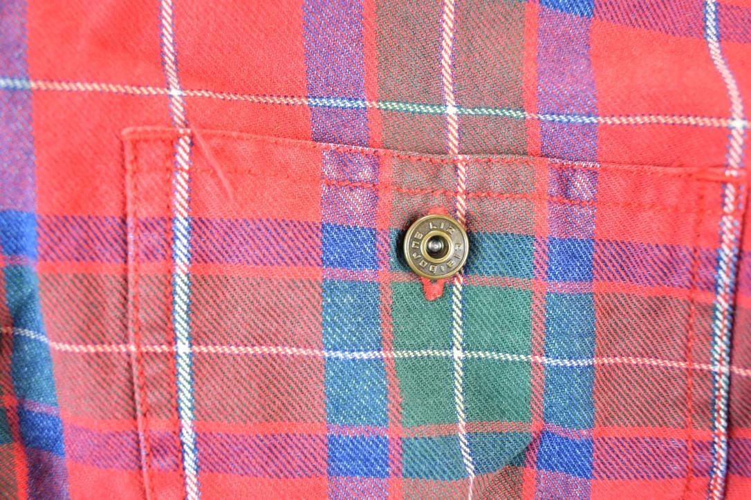 Vintage 1990s Liz Claiborne Cropped Red Plaid Button Up Western Shirt Women's M from propervintagecanada