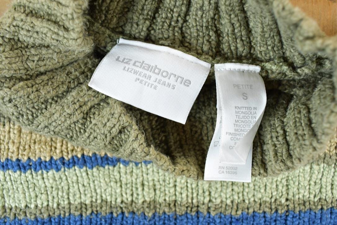 Vintage 1990s Liz Claiborne Striped Knit Crewneck Sweater Women's S from propervintagecanada