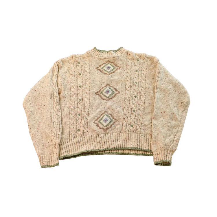 Vintage 1990s Liz Wear Knit Abstract Pattern Mockneck Sweater Womens L from propervintagecanada