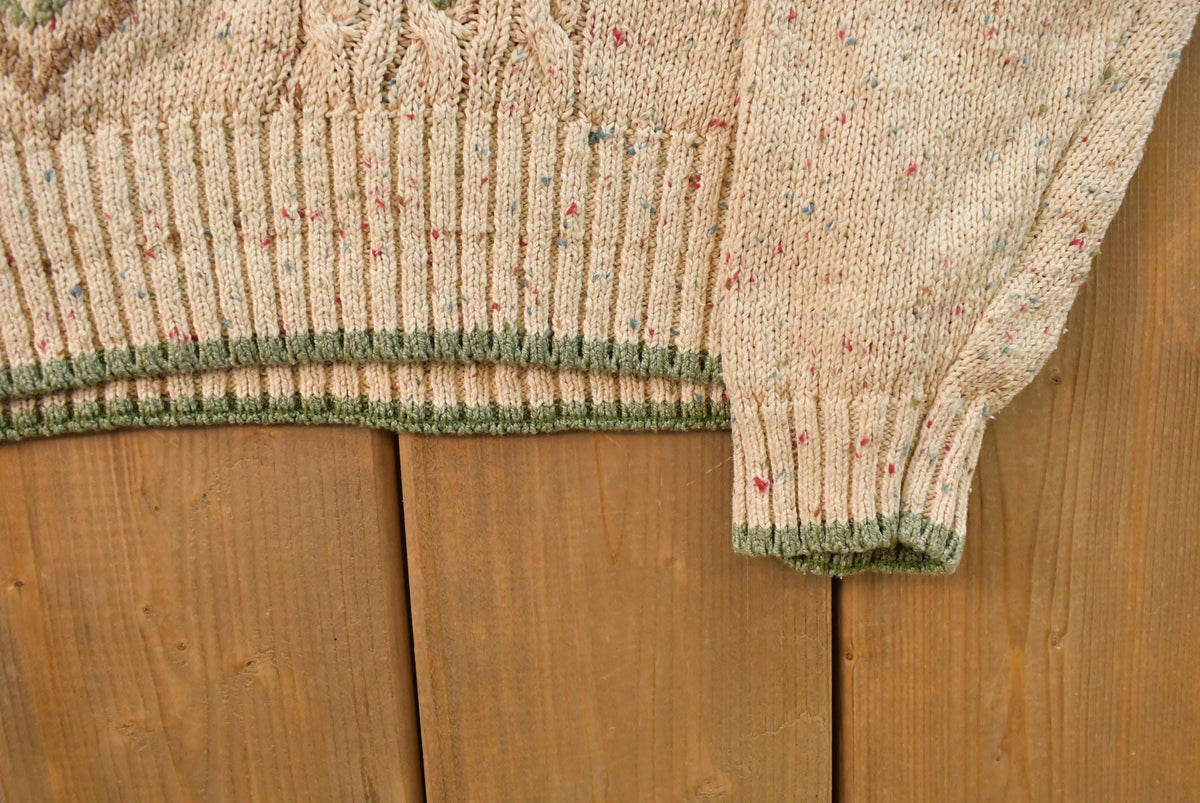 Vintage 1990s Liz Wear Knit Abstract Pattern Mockneck Sweater Womens L from propervintagecanada