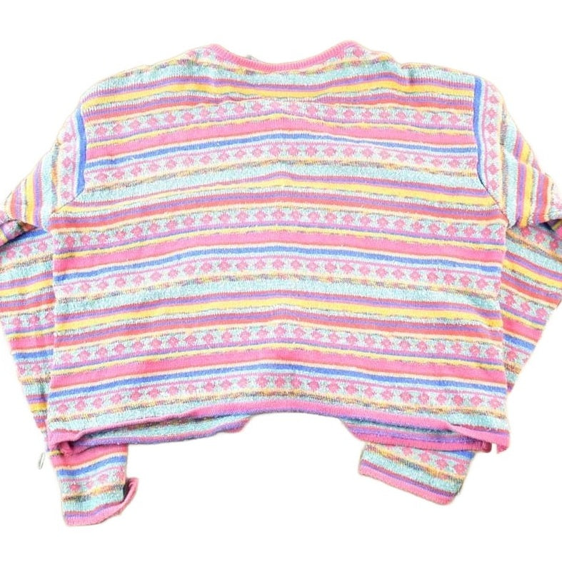 Vintage 1990s Liz Wear Mohair Knit Abstract Pattern Button Up Crewneck Sweater Womens M from propervintagecanada