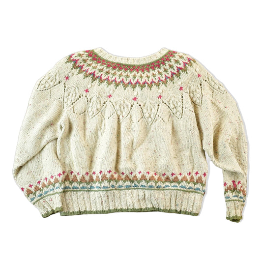 Vintage 1990s Liz Wear Petite Knitted By Hand Abstract Pattern Crewneck Sweater Womens S from propervintagecanada