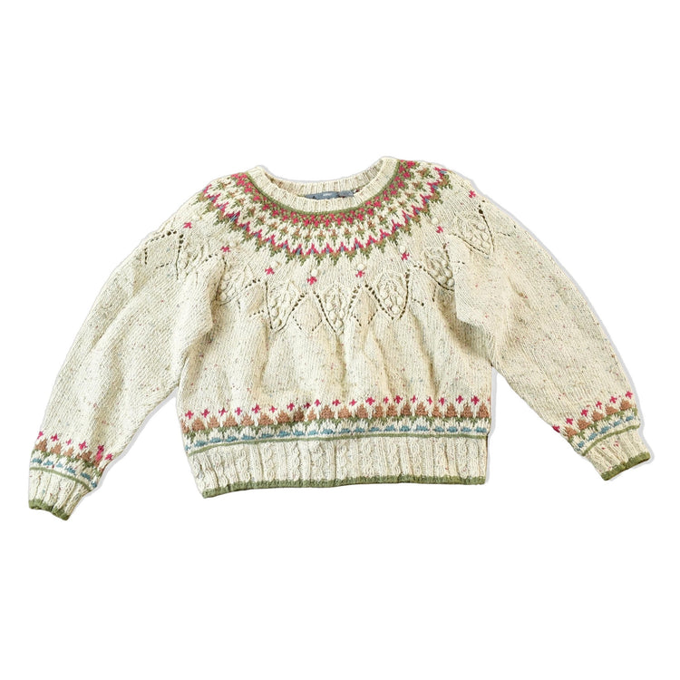 Vintage 1990s Liz Wear Petite Knitted By Hand Abstract Pattern Crewneck Sweater Womens S from propervintagecanada