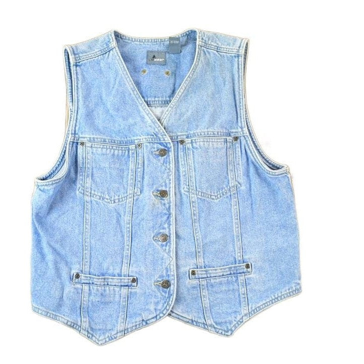 Vintage 1990s Lizwear Denim Button Up Cowgirl Vest Women's M from propervintagecanada