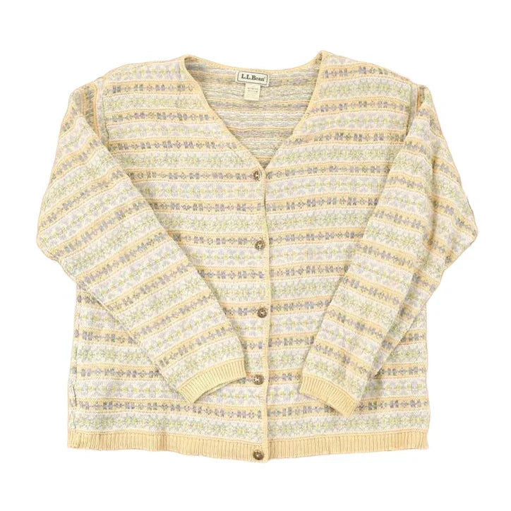 Vintage 1990s LL Bean Abstract Knit Cardigan Sweater Womens M from propervintagecanada
