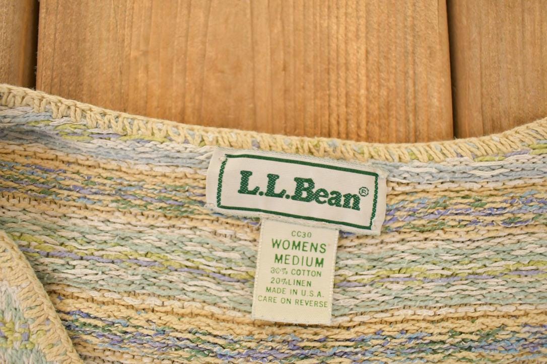 Vintage 1990s LL Bean Abstract Knit Cardigan Sweater Womens M from propervintagecanada