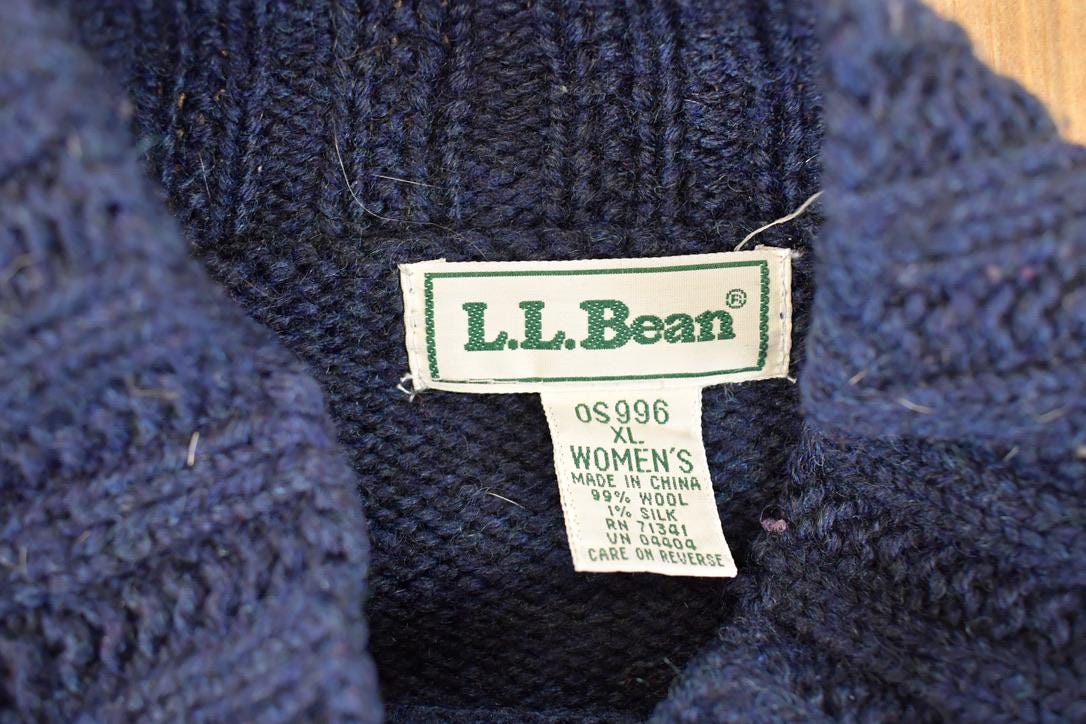 Vintage 1990s LL Bean Christmas Reindeer Wool Knit Crewneck Sweater Women's L from propervintagecanada